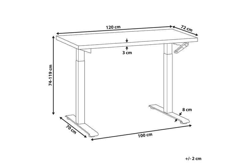 Bina Skrivebord 72x120 cm - Grå/Hvit - Møbler - Bord - Kontorbord - Skrivebord