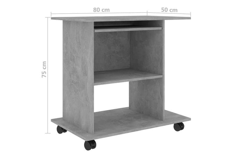 Databord betonggrå 80x50x75 cm sponplate - Møbler - Bord - Kontorbord - Skrivebord