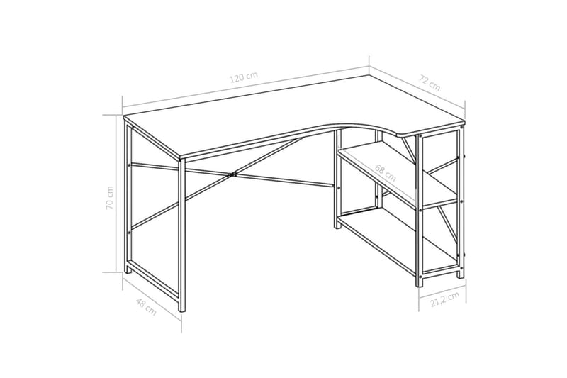 Databord hvit 120x72x70 cm - Møbler - Bord - Kontorbord - Skrivebord