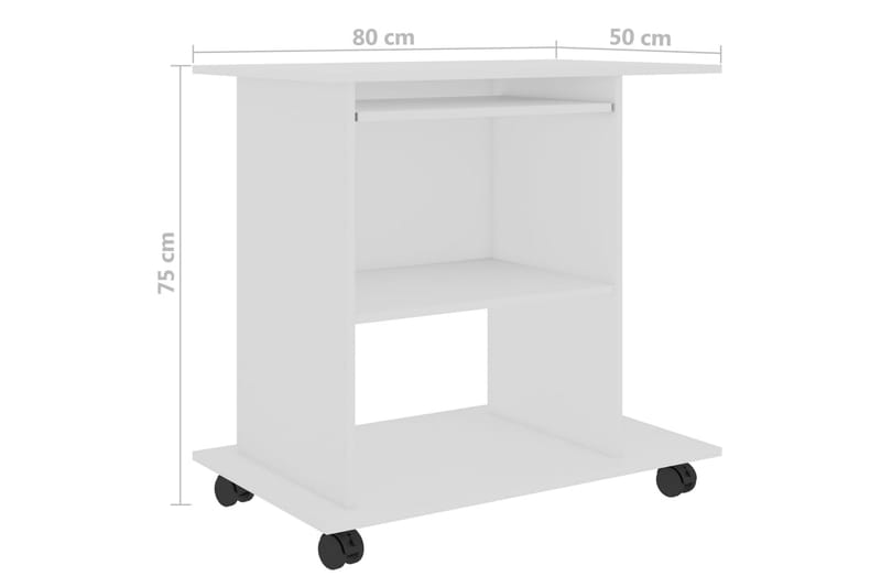 Databord hvit 80x50x75 cm sponplate - Møbler - Bord - Kontorbord - Skrivebord