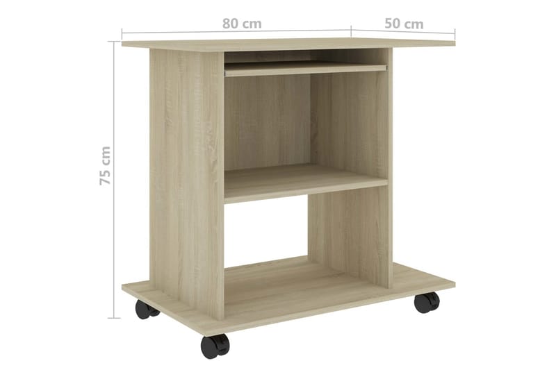 Databord sonoma eik 80x50x75 cm sponplate - Møbler - Bord - Kontorbord - Skrivebord