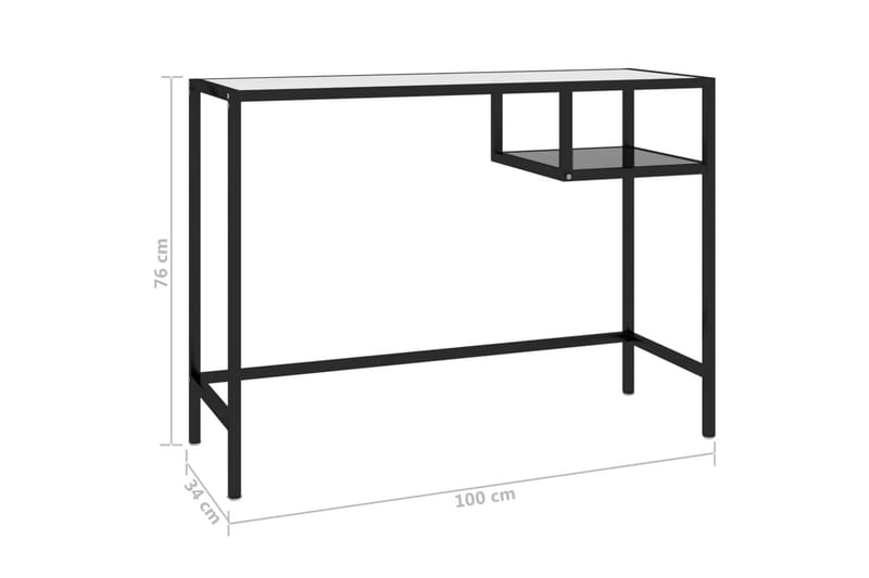 Databord svart 100x36x74 cm glass - Svart - Møbler - Bord - Kontorbord - Skrivebord