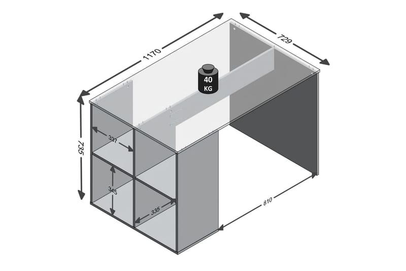 FMD Skrivebord med sidehyller 117x73x75 cm betonggrå - Møbler - Bord - Kontorbord - Skrivebord