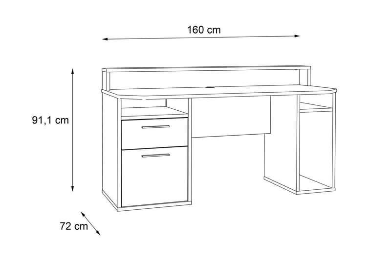 Gaming Skrivebord Kilcott 160 cm - Svart - Møbler - Bord - Kontorbord - Skrivebord