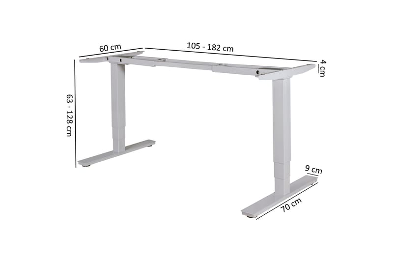 Hev- og Senkbar Skrivebord Lyngs 182 cm - Sølv - Møbler - Bord - Kontorbord - Skrivebord