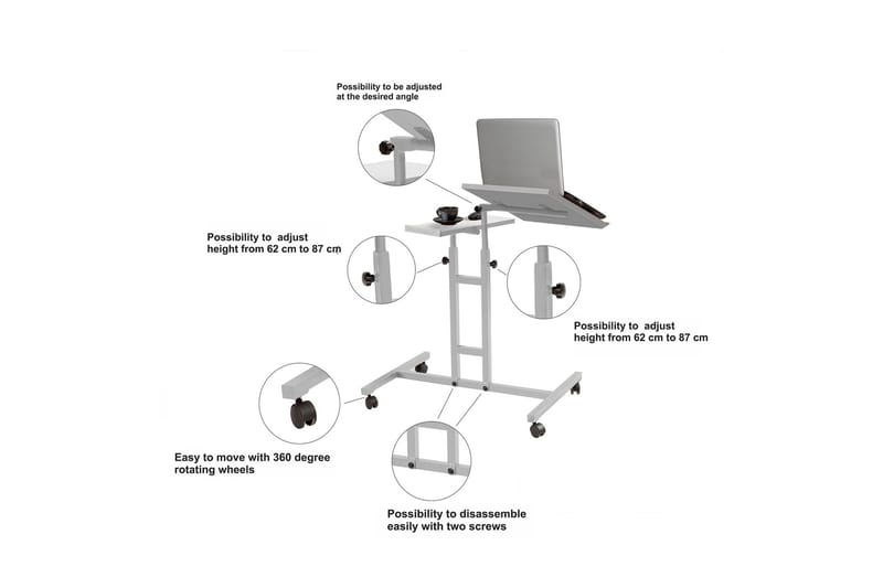 Ståskrivebord Kendallynn 67 cm Katt - Hvit/Svart - Møbler - Bord - Kontorbord - Skrivebord - Hev og senkbart skrivebord