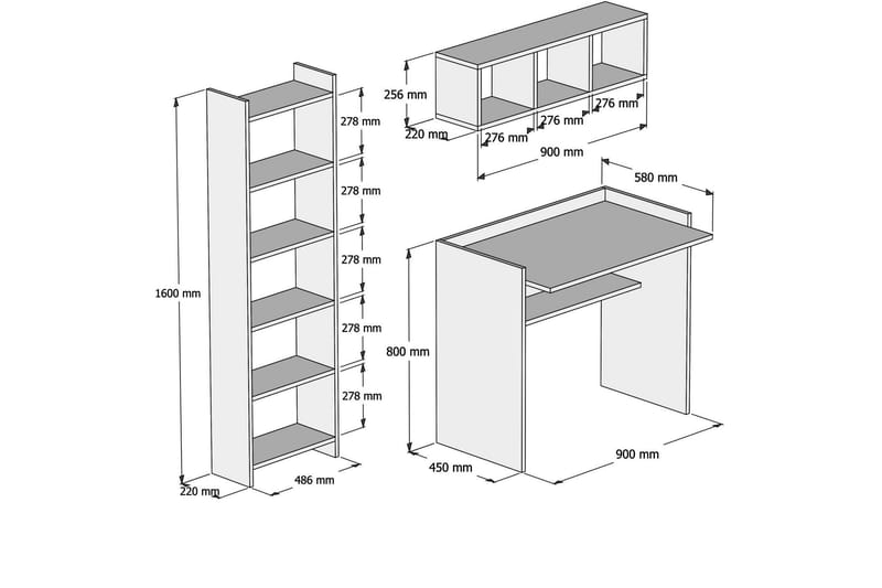 Kontormøbelsett Chalaban 90 cm - Hvit - Møbler - Bord - Kontorbord - Skrivebord