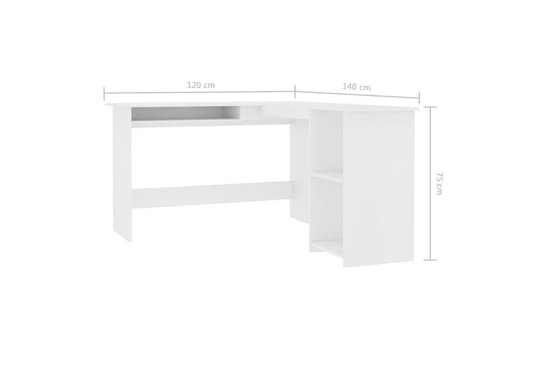 L-formet hjørneskrivebord hvit 120x140x75 cm sponplate - Møbler - Bord - Kontorbord - Skrivebord