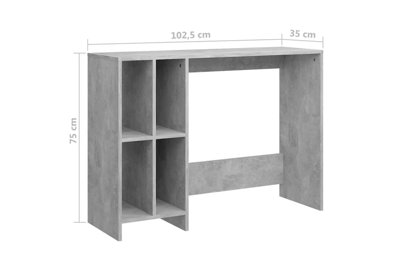 Laptopbord betonggrå 102,5x35x75 cm sponplater - Grå - Skrivebord - Databord & PC bord