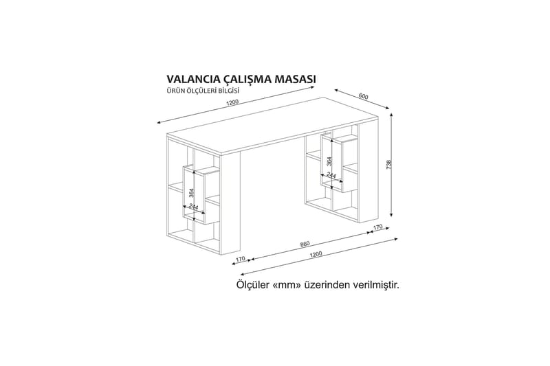 Skrivebord Agueda 120 cm med Oppbevaringshyller - Hvit - Møbler - Bord - Kontorbord - Skrivebord