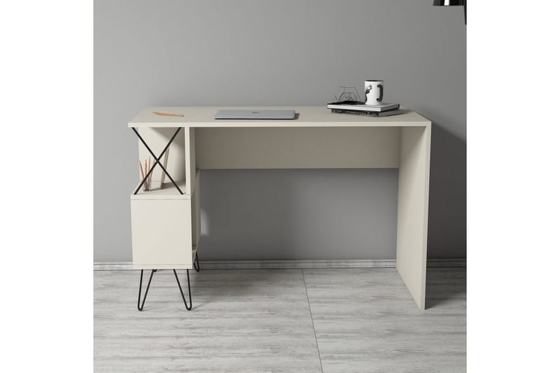 Skrivebord Amtorp 120 cm med Oppbevaring Hylle - Beige - Møbler - Bord - Kontorbord - Skrivebord