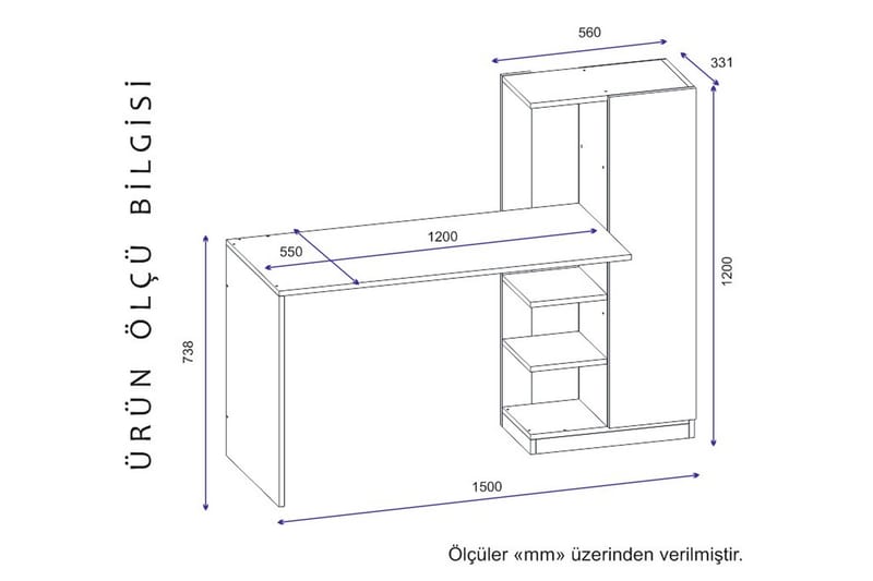 Skrivebord Andocester 120 cm - Antrasitt - Møbler - Bord - Kontorbord - Skrivebord