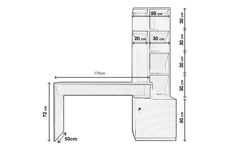 Skrivebord Aplhensa 170 cm - Hvit / Rød - Møbler - Bord - Kontorbord - Skrivebord