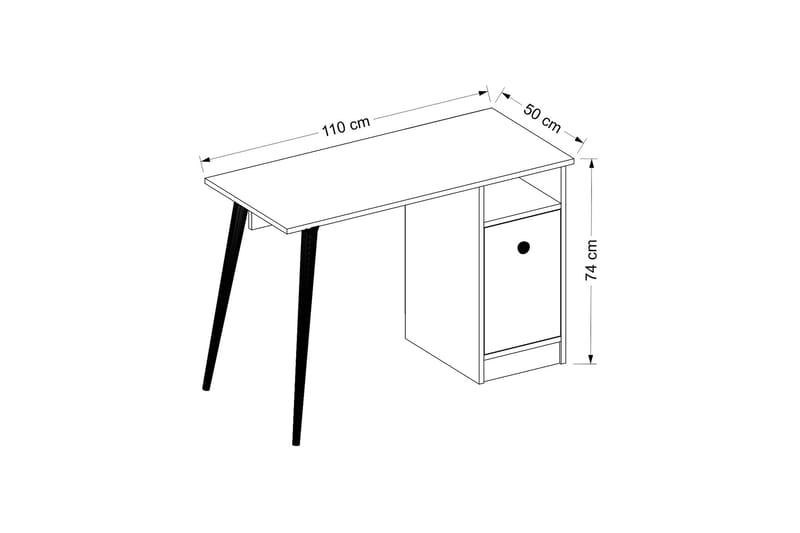 Skrivebord Barbele 110 cm med Oppbevaring Hylle + Skap - Hvit - Møbler - Bord - Kontorbord - Skrivebord