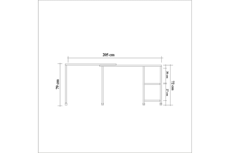 Skrivebord Berat 127 cm med Oppbevaringshyller - Natur/Svart - Møbler - Bord - Kontorbord - Skrivebord