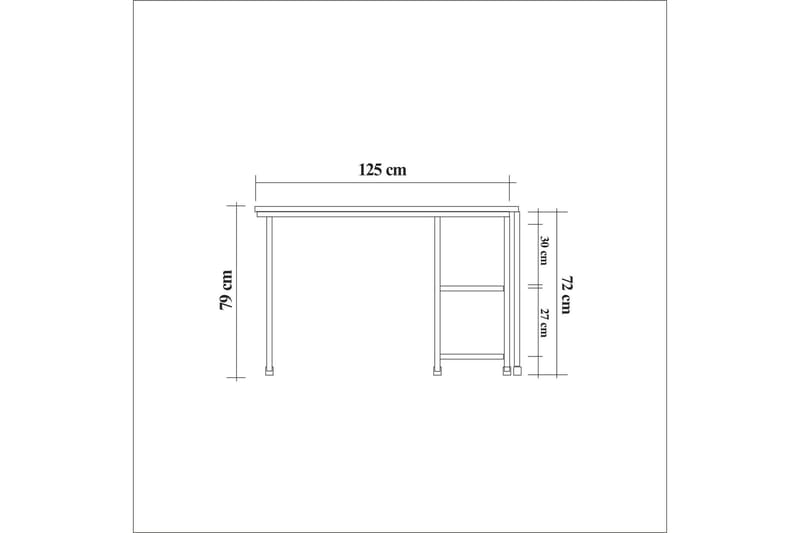 Skrivebord Berat 127 cm med Oppbevaringshyller - Natur/Svart - Møbler - Bord - Kontorbord - Skrivebord