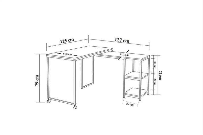 Skrivebord Berat 127 cm med Oppbevaringshyller - Natur/Svart - Møbler - Bord - Kontorbord - Skrivebord