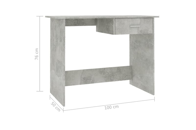 Skrivebord betonggrå 100x50x76 cm sponplate - Grå - Møbler - Bord - Kontorbord - Skrivebord