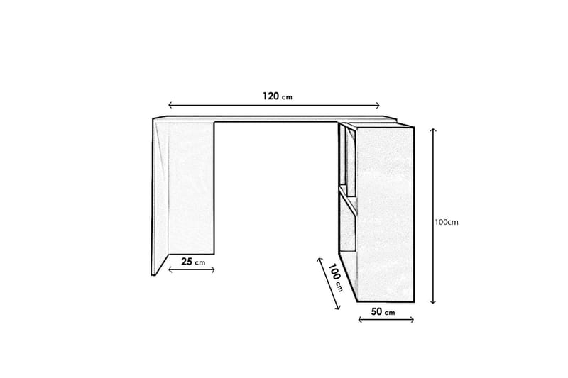 Skrivebord Candeger 120 cm med Oppbevaringshyller - Hvit/Oransje - Møbler - Bord - Kontorbord - Skrivebord