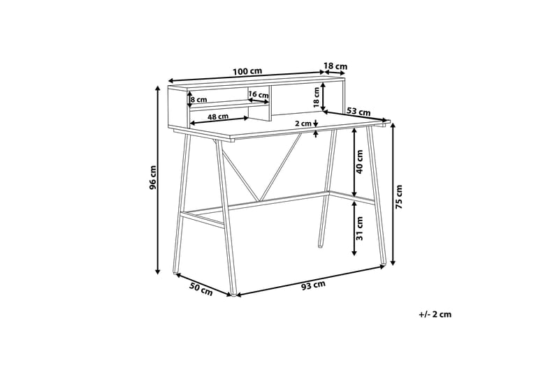 Skrivebord Dacion 100 cm med Oppbevaringshyller - Mørkebrun - Møbler - Bord - Kontorbord - Skrivebord