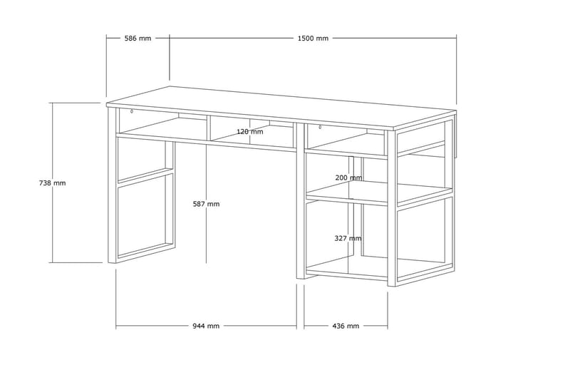 Skrivebord Emro 150 cm - Gull/Hvit - Møbler - Bord - Kontorbord - Skrivebord