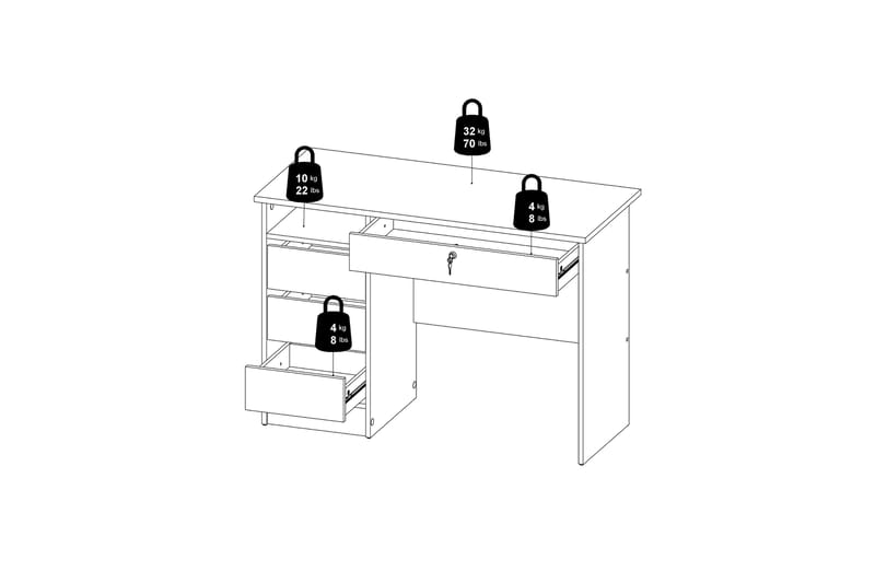 Skrivebord Falksa 109 cm - Hvit - Møbler - Bord - Kontorbord - Skrivebord