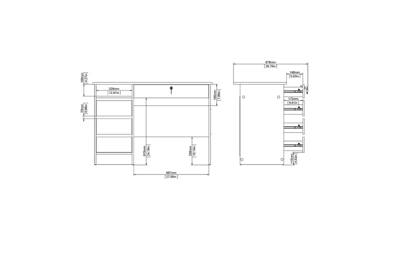 Skrivebord Falksa 109 cm - Hvit - Møbler - Bord - Kontorbord - Skrivebord