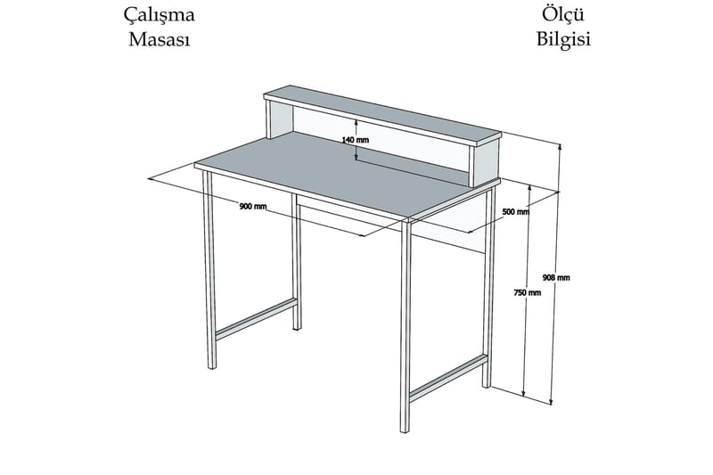 Skrivebord Fatimah 90 cm med Oppbevaringshylle - Hvit/Svart - Møbler - Bord - Kontorbord - Skrivebord