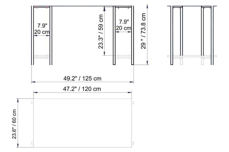 Skrivebord Froarp 125 cm med Oppbevaring 2 Hyller Marmormøns - Grå - Møbler - Bord - Kontorbord - Skrivebord