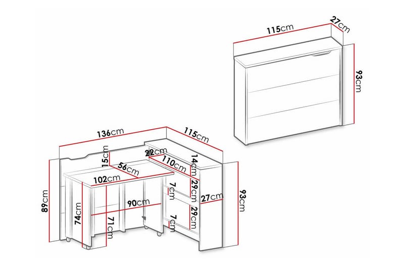 Skrivebord Grianan 136 cm - Brun - Møbler - Bord - Kontorbord - Skrivebord