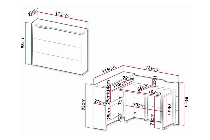 Skrivebord Grianan 136 cm - Brun - Møbler - Bord - Kontorbord - Skrivebord