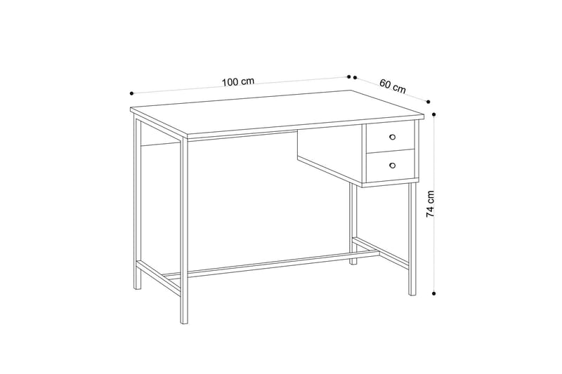 Skrivebord Grunnarp 100 cm med Oppbevaring 2 Skuffer - Natur/Svart - Møbler - Bord - Kontorbord - Skrivebord