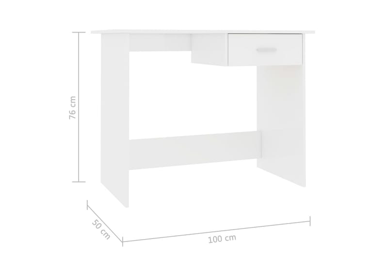 Skrivebord høyglans hvit 100x50x76 cm sponplate - Hvit - Møbler - Bord - Kontorbord - Skrivebord