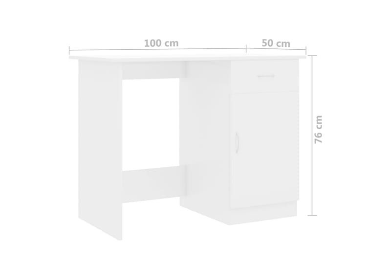 Skrivebord høyglans hvit 100x50x76 cm sponplate - Hvit - Møbler - Bord - Kontorbord - Skrivebord