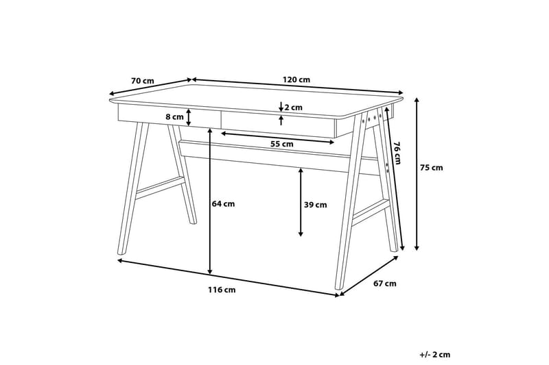 Skrivebord Hermsen 120 cm 2 Skuffer - Lysebrun - Møbler - Bord - Kontorbord - Skrivebord