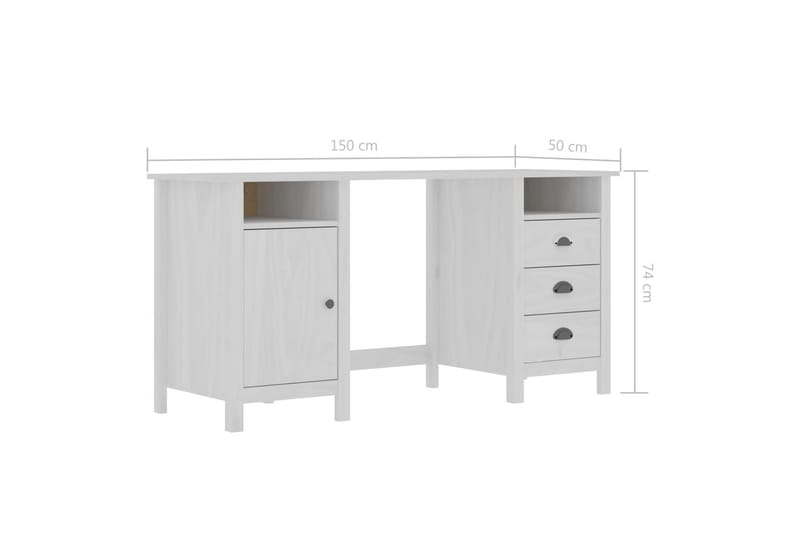 Skrivebord Hill Range hvit 150x50x74 cm heltre furu - Møbler - Bord - Kontorbord - Skrivebord