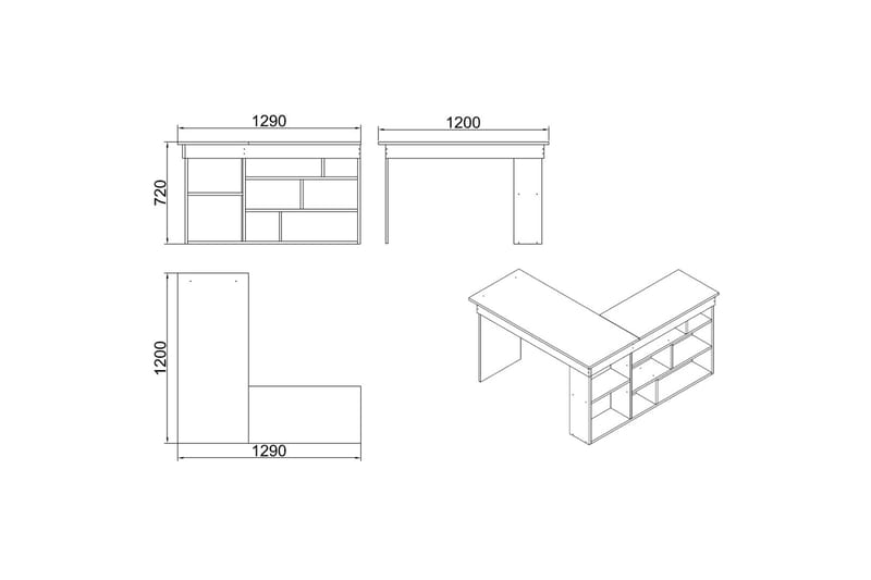 Skrivebord Karron 129 cm - Natur/Hvit - Møbler - Bord - Kontorbord - Skrivebord