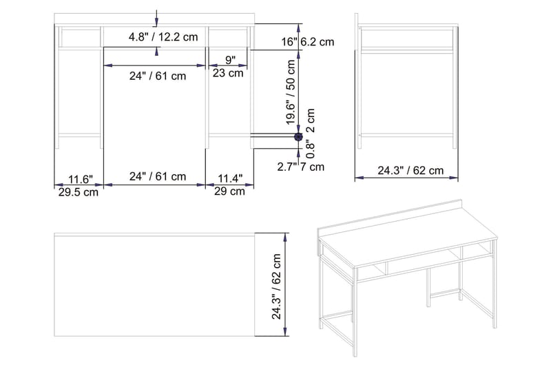 Skrivebord Kerkejaure 120 cm med Oppbevaring 3 Hyller - Gull - Møbler - Bord - Kontorbord - Skrivebord