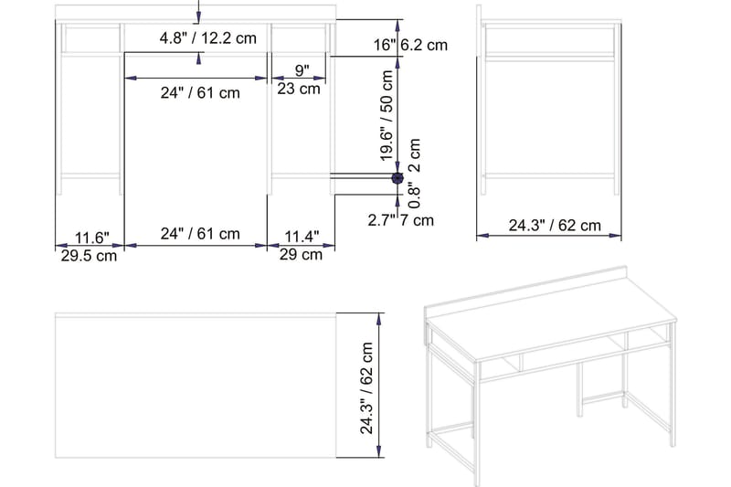 Skrivebord Kerkejaure 120 cm med Oppbevaringshyller - Svart - Møbler - Bord - Kontorbord - Skrivebord