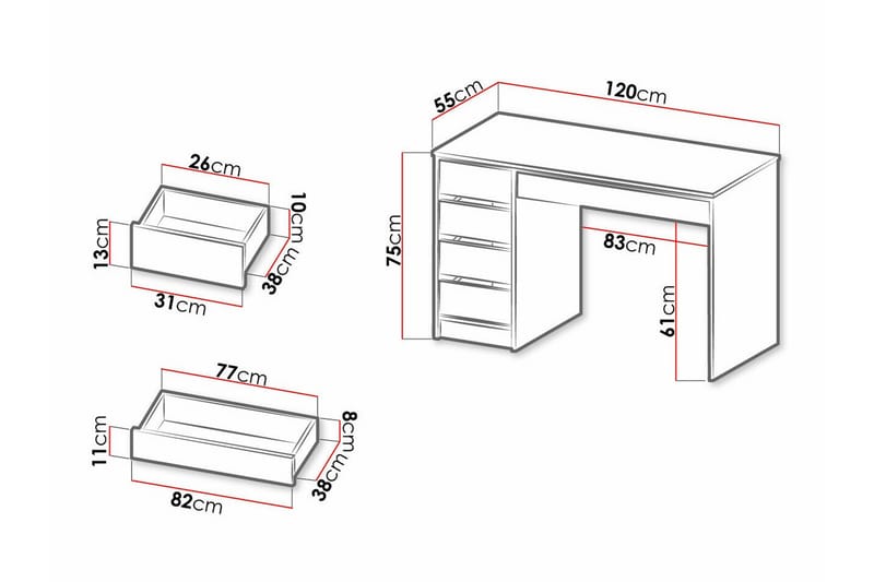 Skrivebord Kintore 120 cm - Antrasitt - Møbler - Bord - Kontorbord - Skrivebord