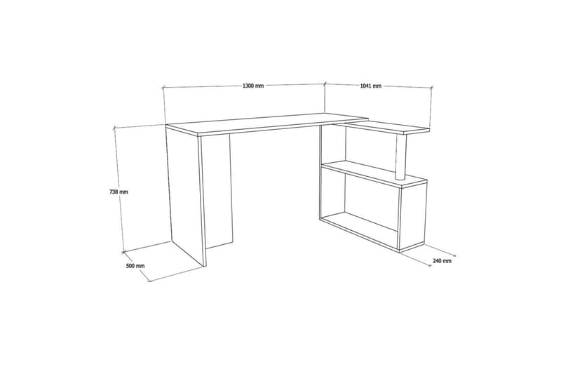 Skrivebord Kvarnbo 130 cm med Oppbevaring 2 Hyller - Lysebrun - Møbler - Bord - Kontorbord - Skrivebord