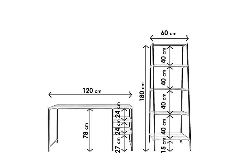 Skrivebord Mavericka 120x180x120 cm med oppbevaring - Brun - Møbler - Bord - Kontorbord - Skrivebord