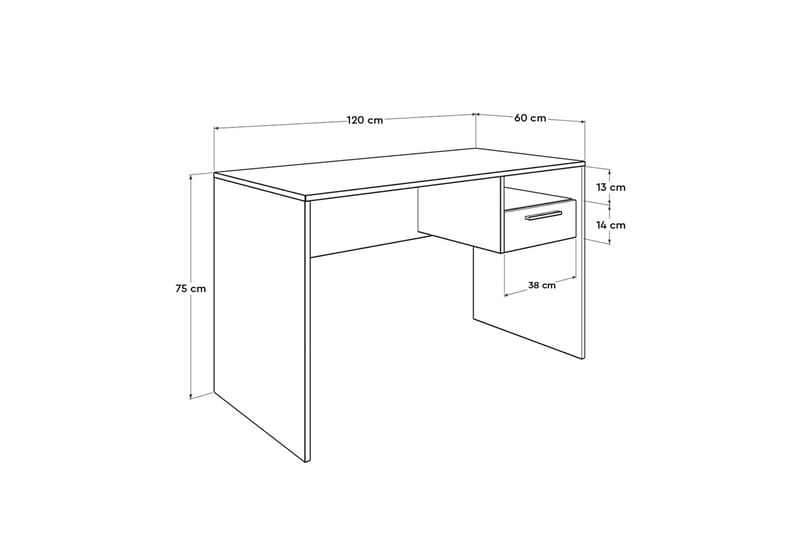 Skrivebord Mazirbe 120 cm med Oppbevaring Hyller + Låsbar Sk - Natur - Møbler - Bord - Kontorbord - Skrivebord