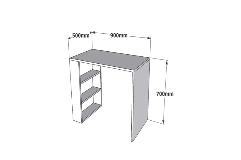 Skrivebord Mazirbe 90 cm med Oppbevaring 3 Hyller - Hvit - Møbler - Bord - Kontorbord - Skrivebord