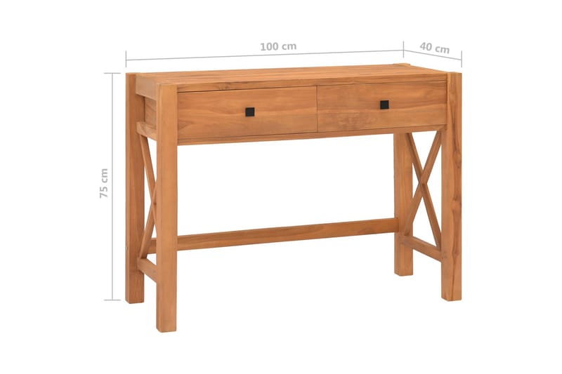 Skrivebord med 2 skuffer 100x40x75 cm resirkulert teak - Brun - Møbler - Bord - Kontorbord - Skrivebord