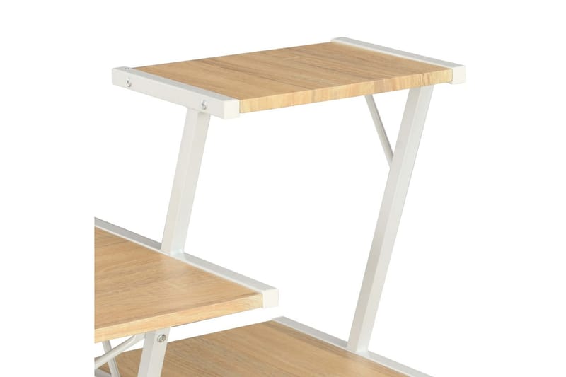 Skrivebord med hylle hvit og eik 116x50x93 cm - Hvit - Møbler - Bord - Kontorbord - Skrivebord