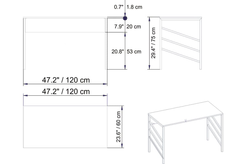 Skrivebord MeSjø 120 cm - Brun - Møbler - Bord - Kontorbord - Skrivebord