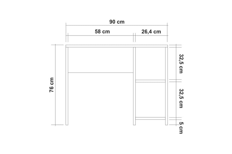 Skrivebord Mundusar 90 cm med Oppbevaring Skap - Hvit - Møbler - Bord - Kontorbord - Skrivebord