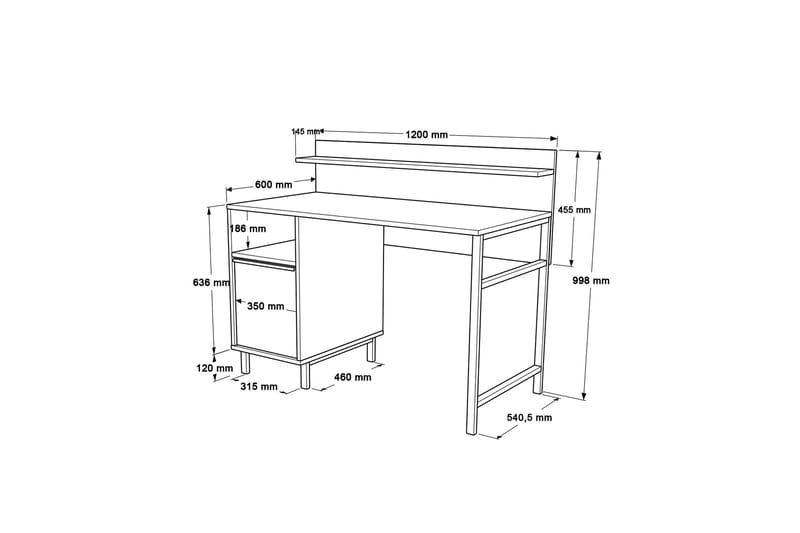 Skrivebord Munetoki 120 cm - Eik - Møbler - Bord - Kontorbord - Skrivebord