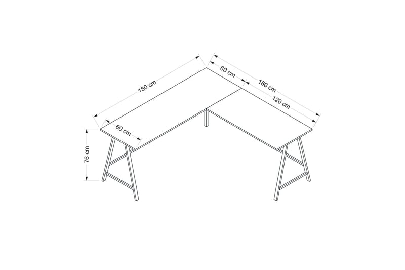 Skrivebord Nagender 180 cm - Brun - Møbler - Bord - Kontorbord - Skrivebord